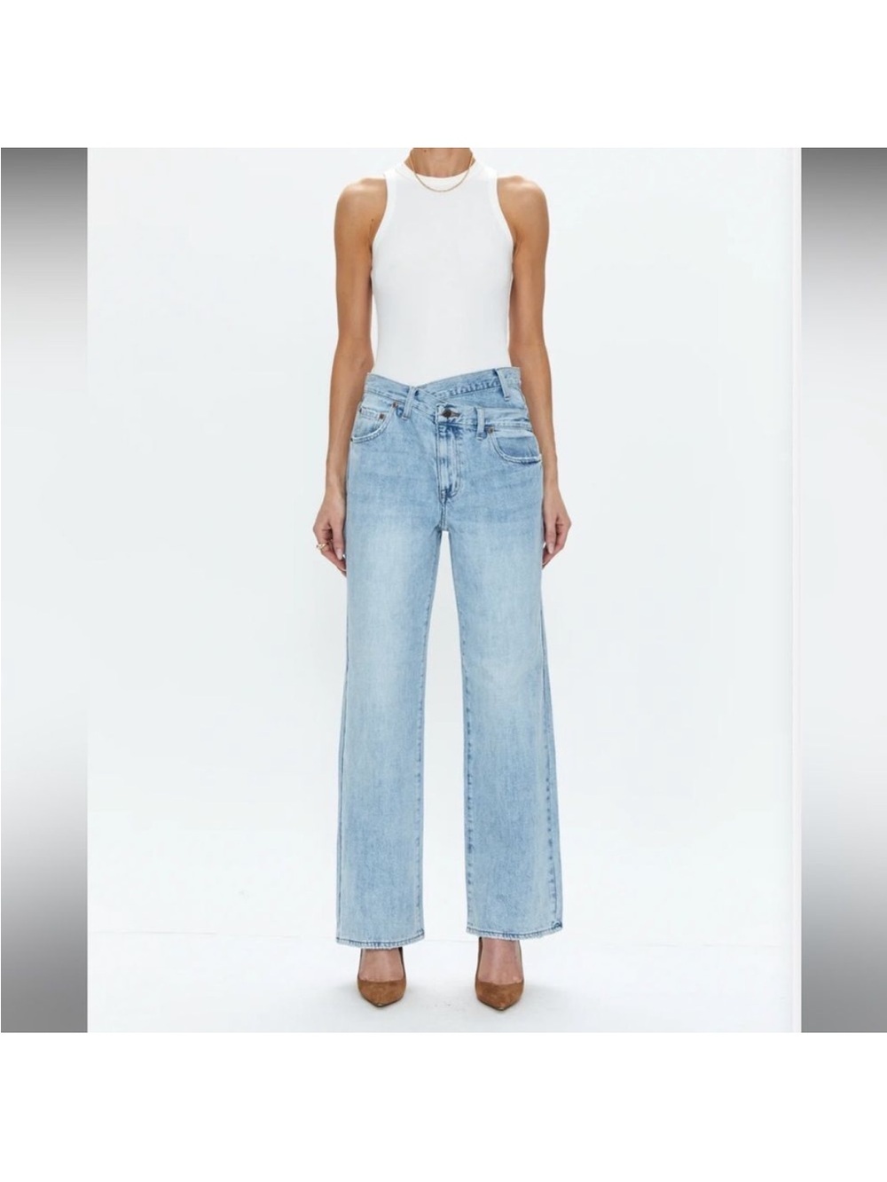 pistola Light Blue High-Rise Wide Leg Jeans